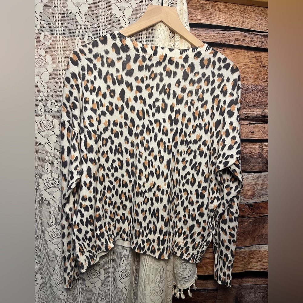 LOFT 100% Cotton Animal Print Women's V-Neck Cardigan - Picture 11 of 13